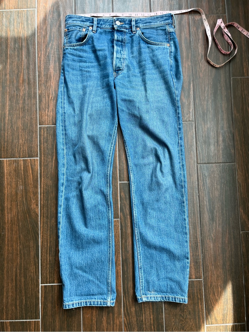 Buck Mason full saddle Japanese selvedge denim jeans in 30x34